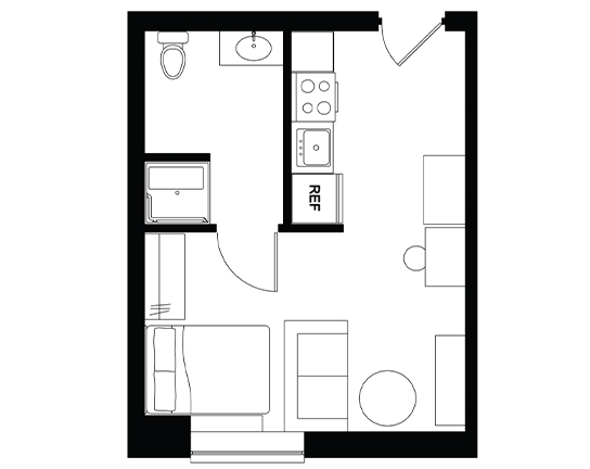 Beaver Hill Studio Single occupancy  floor plan