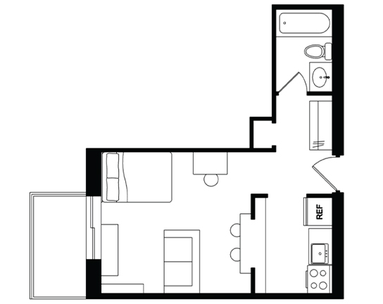 Beaver Hill Studio Single occupancy – Shared Balcony  floor plan