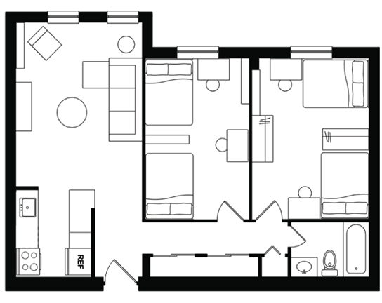 Alexander Court 2x1 2x1 Shared C floor plan