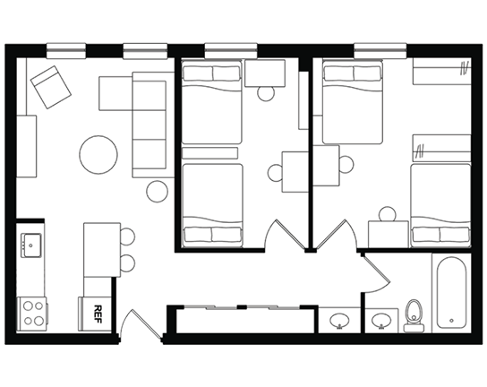 Alexander Court 2x1 2x1 Shared B floor plan