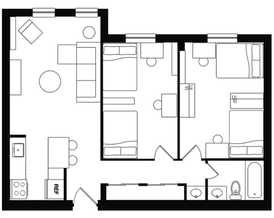 Alexander Court 2x1 2x1 Shared A floor plan