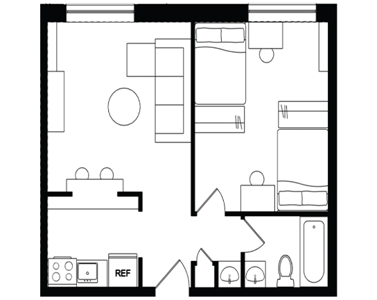 Cedarbrook 1x1 1x1 A floor plan