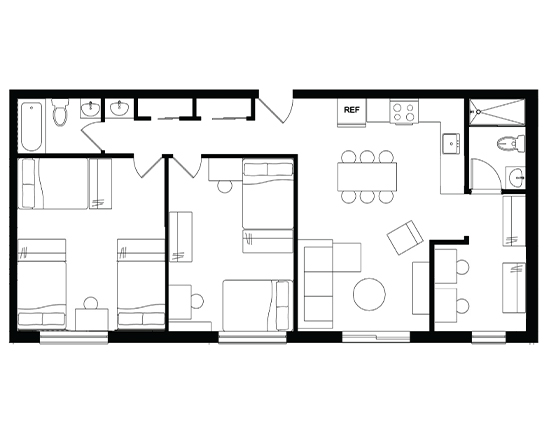 Cedarbrook 2x2 Double/Triple Occupancy floor plan