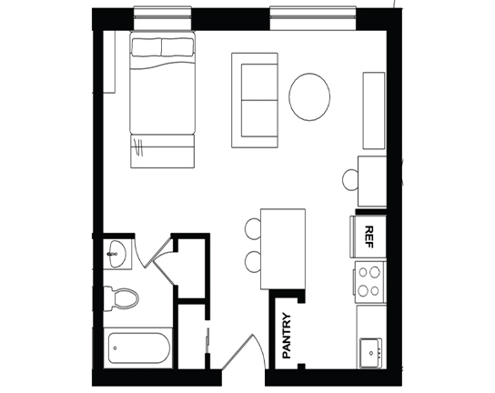Cedarbrook Studio Single occupancy  floor plan