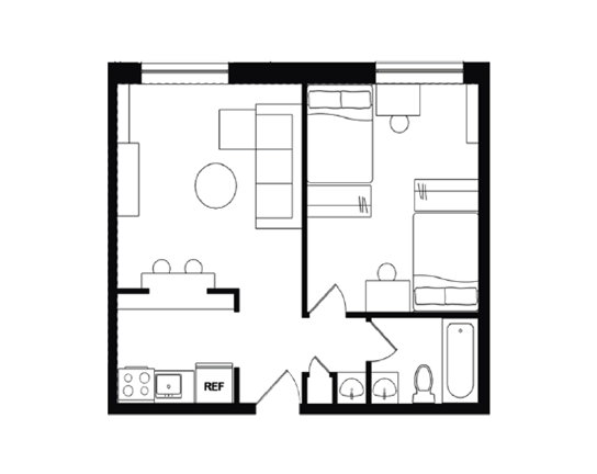 Cedarbrook 1x1 1x1 Shared A floor plan