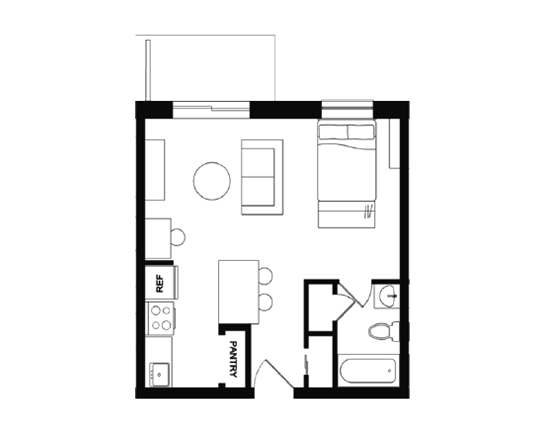 Cedarbrook Studio Studio Balcony A floor plan