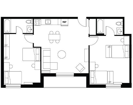 The Diplomat 2x2 2x2 A - Grand Balcony floor plan