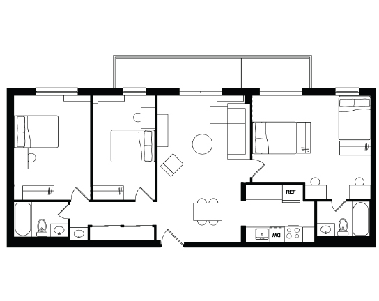 Garner Court 3x2 3x2 A - Terrace floor plan