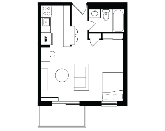 Garner Court Studio Single occupancy – Premium  floor plan