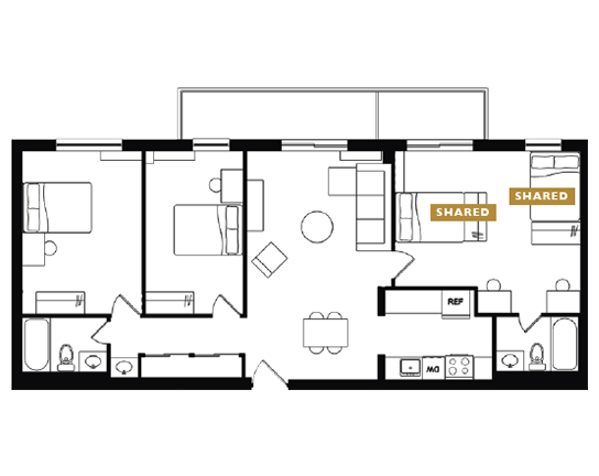 Garner Court 3x2 3x2 C - Balcony floor plan