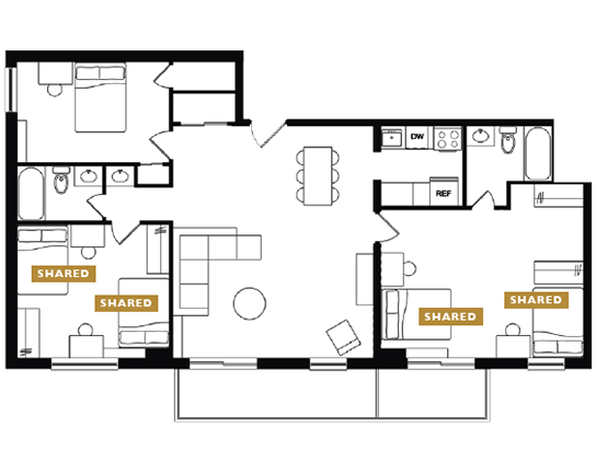 Garner Court 3x2 3x2 B - Balcony floor plan