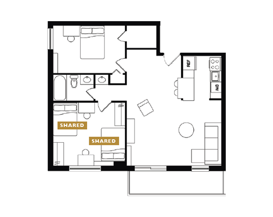 Garner Court 2x1 2x1 Balcony B floor plan