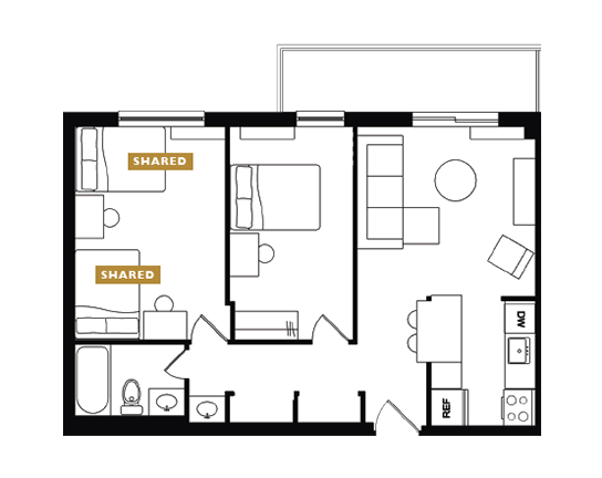 Garner Court 2x1 2x1 Balcony A floor plan