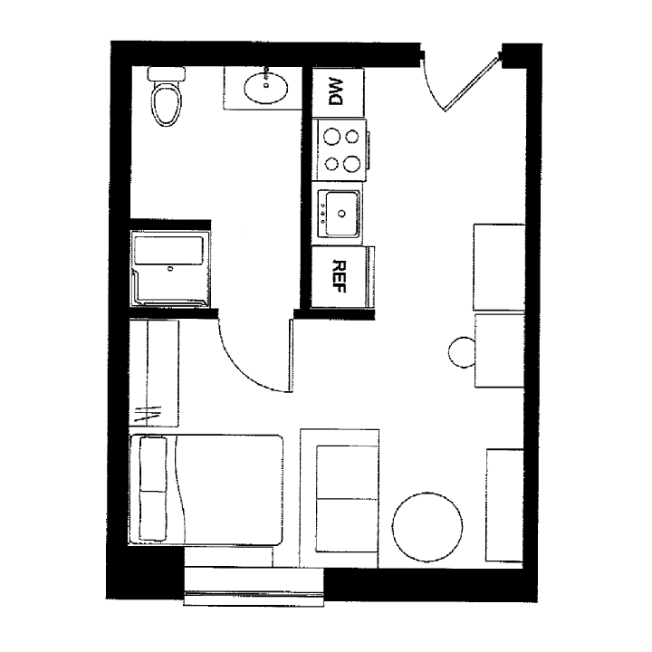 Beaver Hill Studio Single occupancy floor plan