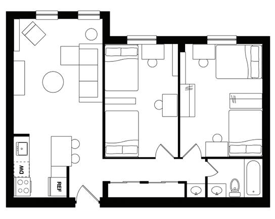 Alexander Court 2x1 2x1 A - Grand floor plan