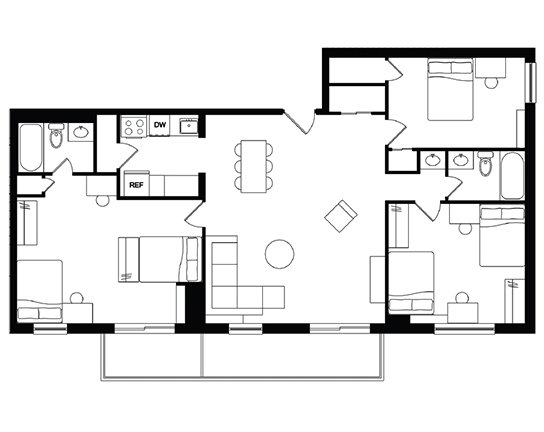 Garner Court 3x2 3x2 D - Balcony floor plan