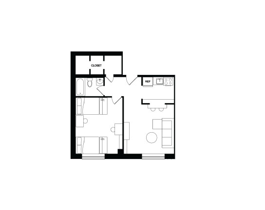 Cedarbrook 1x1 1x1 D - Walk-In Closet floor plan