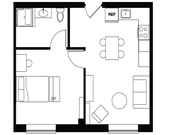 Beaver Hill 1x1 Single occupancy  floor plan