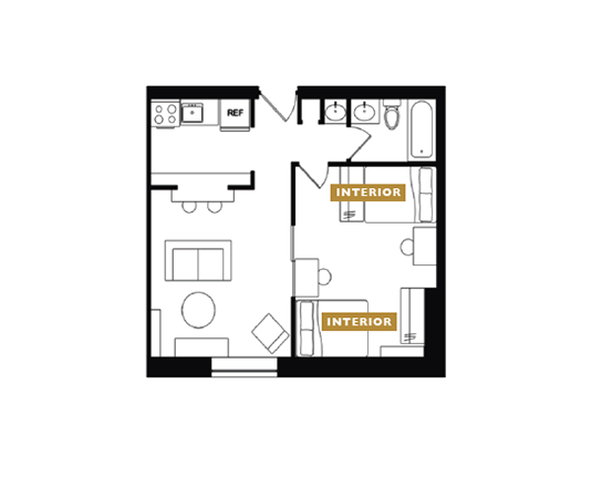 Beaver Hill 1x1 1x1 Shared B floor plan