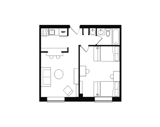 Beaver Hill 1x1 1x1 Shared A floor plan