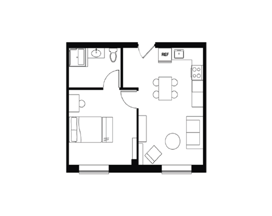 Beaver Hill 1x1 1x1 A floor plan