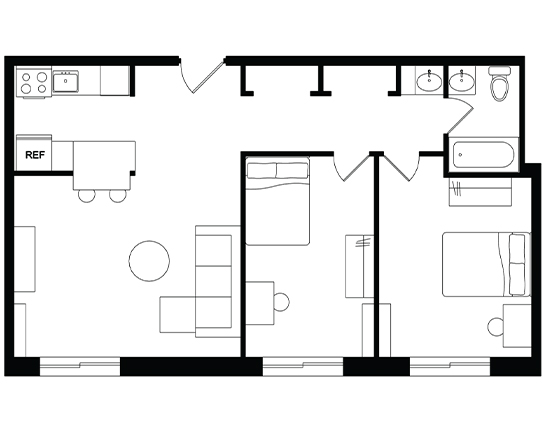 Beaver Hill 2x2 Double/Triple Occupancy floor plan