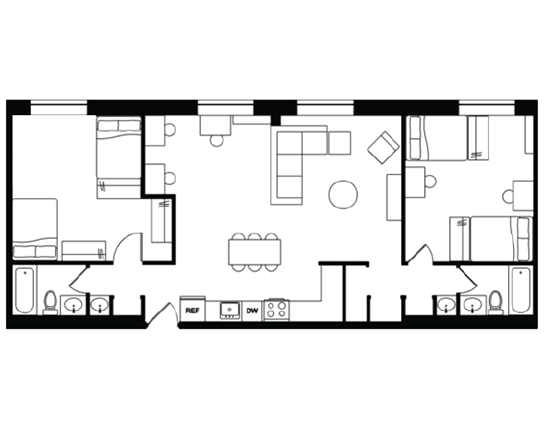 Beaver Hill 2x2 2x2 Shared A + floor plan